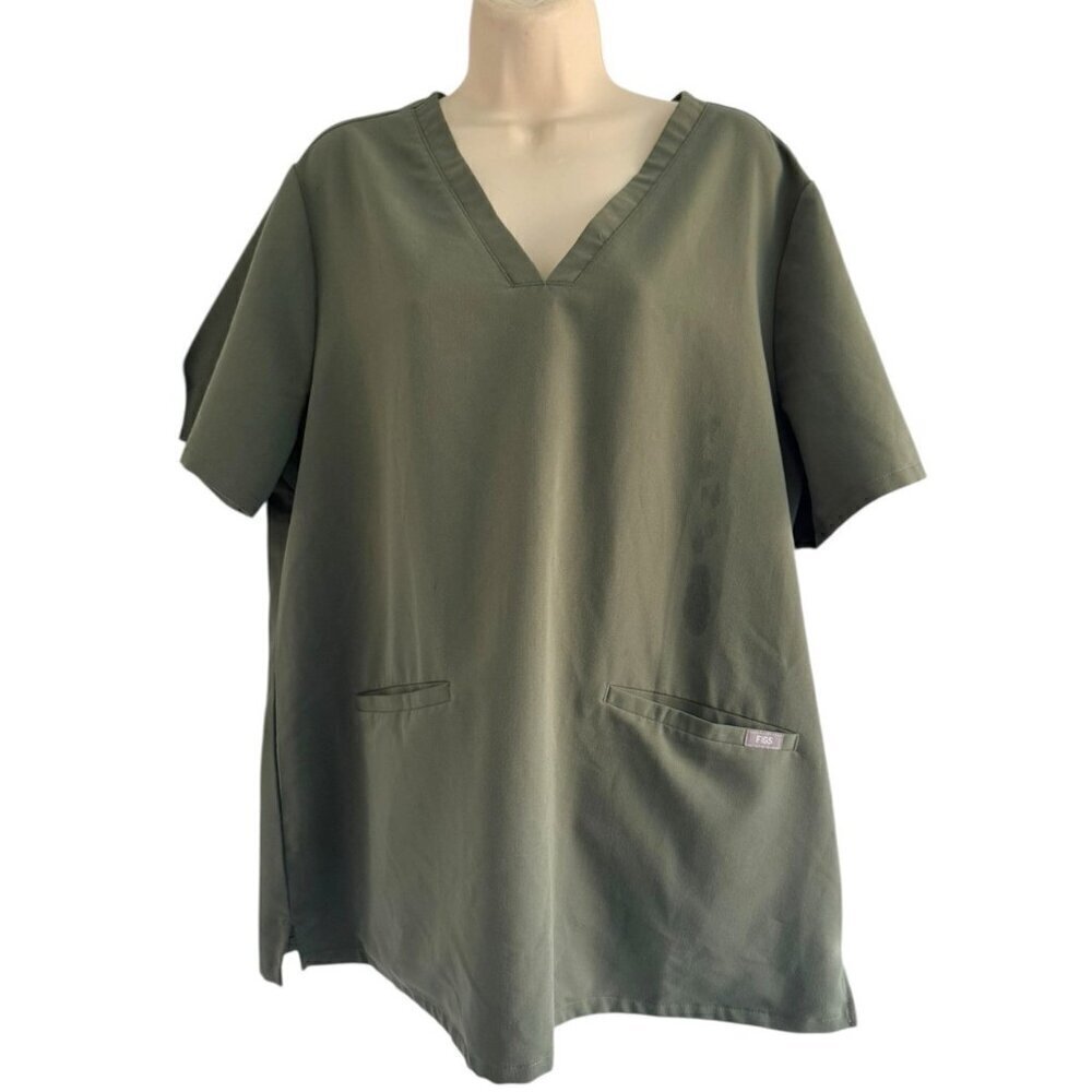 Figs Women's Sz XXL Casma Technical Collection Moss Green Scrub Top FW1100